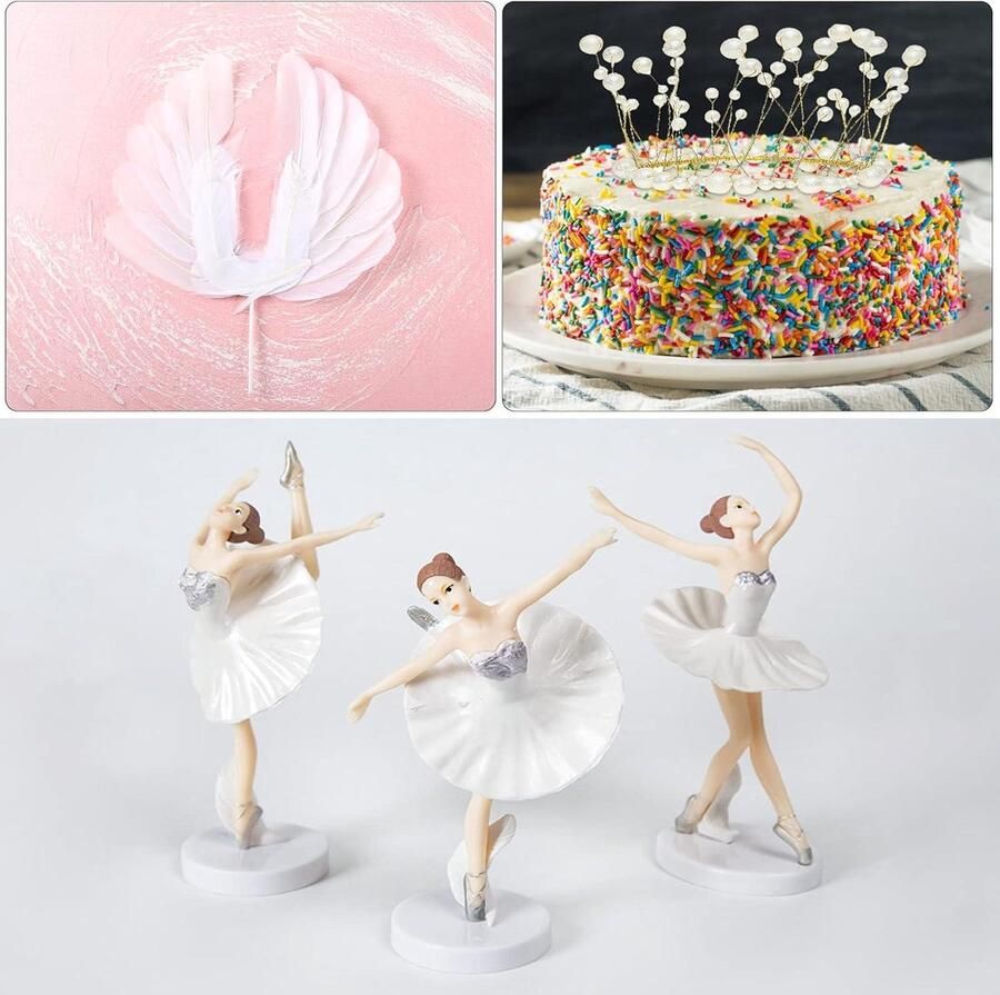 Allecto- Taartdecoraties met ballerina verjaardagstaart DIY accessoires regenboog ballerina feestelijk geschikt voor verjaardagen taarten