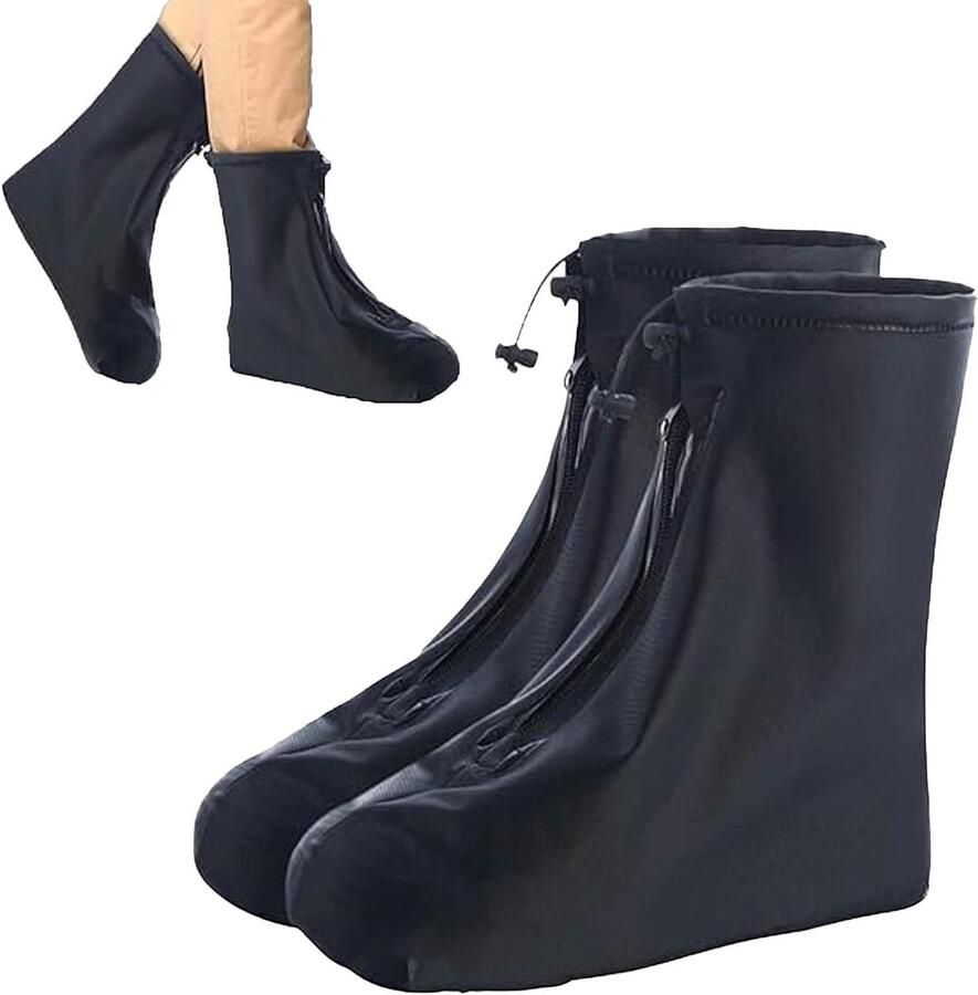 Eamber Waterdichte Schoenovertrek voor Regen Opvouwbare Regenlaarzen Herbruikbare met Ritssluiting Antislip Reflector Regenuitrusting voor nen en