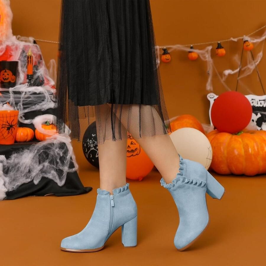 E-Ambar Trendy blokhakken met speelse ruches voor dames Comfortabel en stijlvol ontwerp Dames schoenen online verkrijgbaar