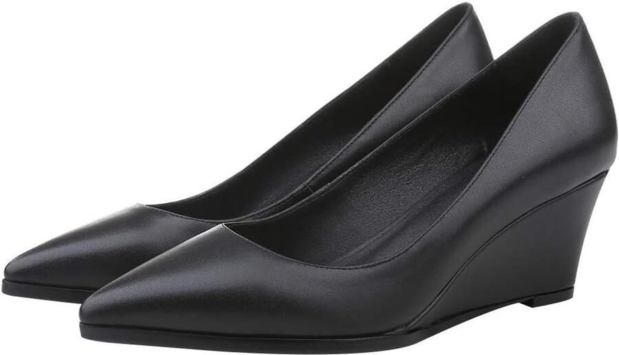 Echt Leder Puntige Teen Sleehak Pumps Kantoor Werk Court Schoenen