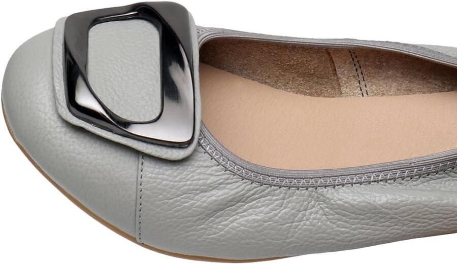 Echt Leer Comfort Schoenen Zachte Zool Ballerina s Lage Sleehak Slippers