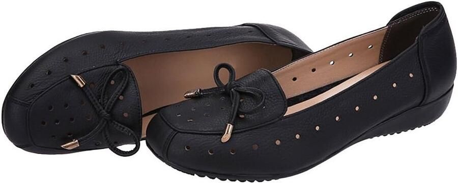 Echt Leer Comfort Schoenen Zachte Zool Ballerina s Lage Sleehak Slippers