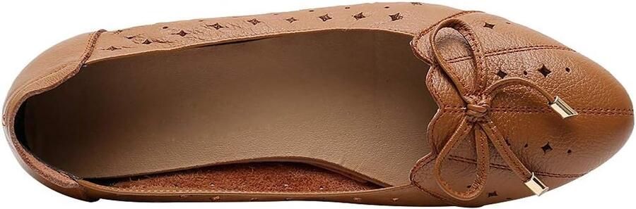 Echt Leer Comfort Schoenen Zachte Zool Ballerina s Lage Sleehak Slippers