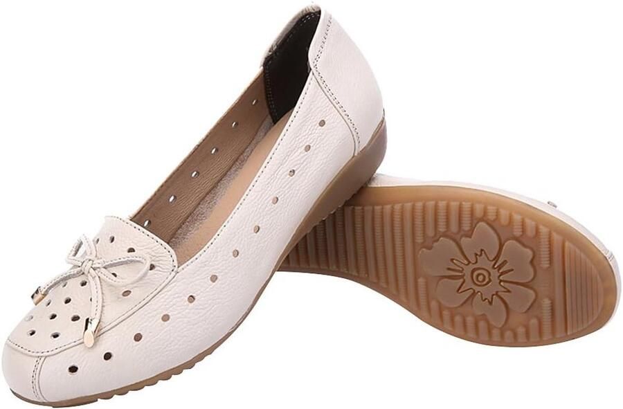 Echt Leer Comfort Schoenen Zachte Zool Ballerina s Lage Sleehak Slippers