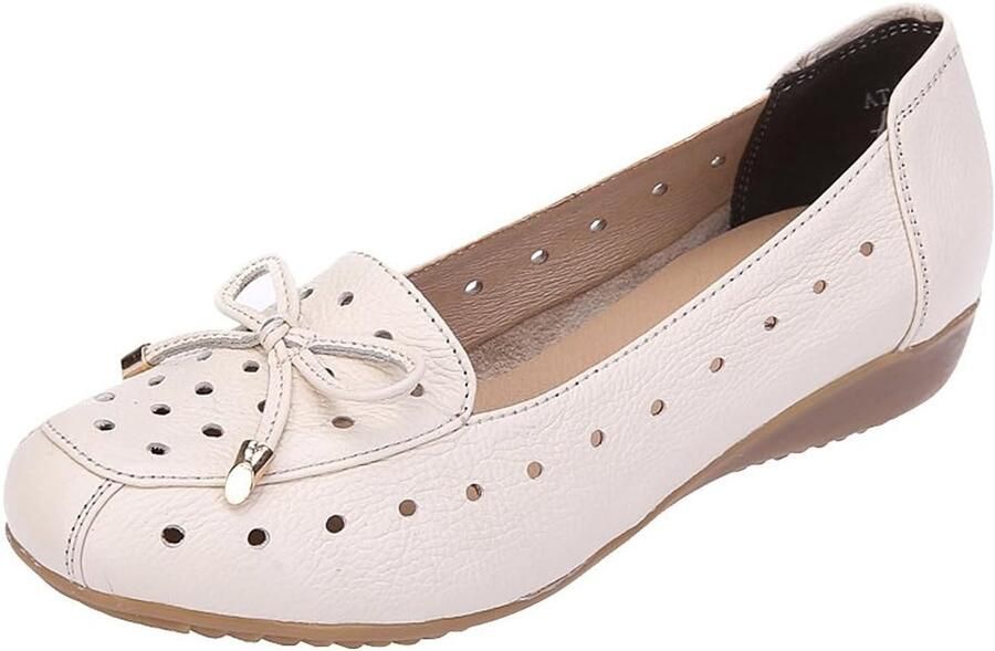 Echt Leer Comfort Schoenen Zachte Zool Ballerina s Lage Sleehak Slippers