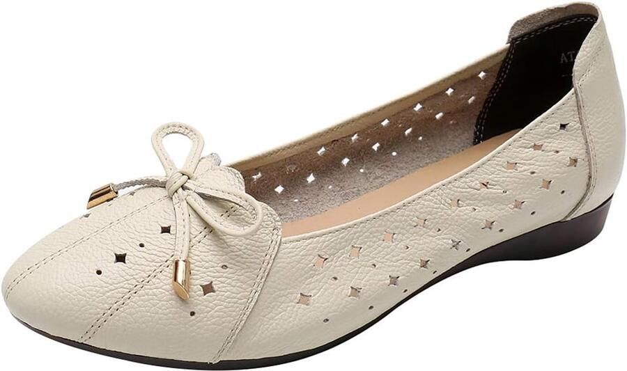 Echt Leer Comfort Schoenen Zachte Zool Ballerina s Lage Sleehak Slippers