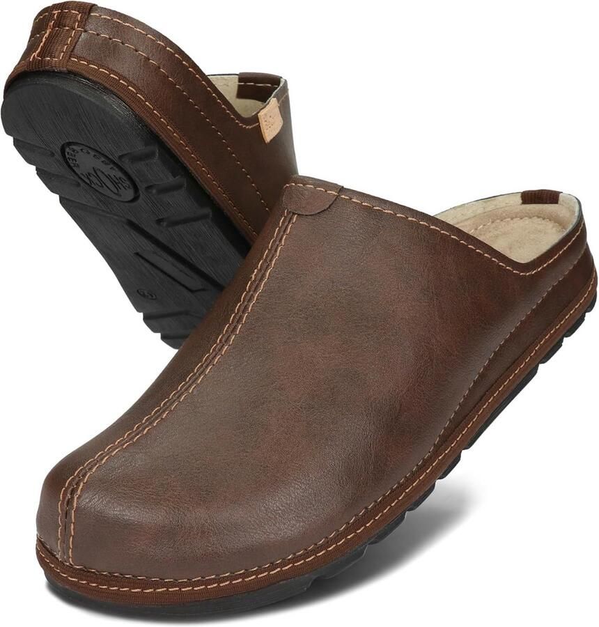Echt Leren Pantoffels met Vaste Zool Unisex Comfort voor en t m 46)