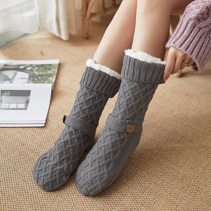 Eenheids Warme Teddy Fleece Antislip Vloersokken voor Volwassenen Winter Huissokken en Pantoffelsokken voor Binnen Zachte Slippersokken voor en