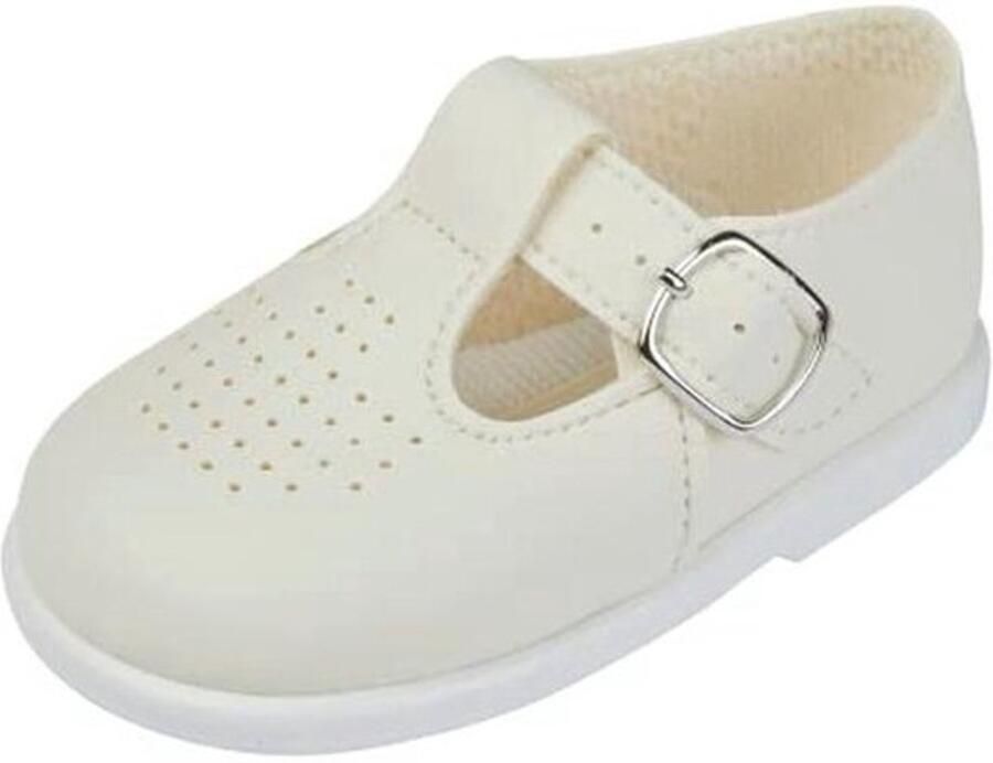 Eerste Walker Baby Schoenen met T Bar en Punch Detail in Zacht Kunstleer