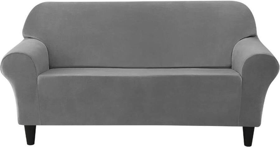 Effen Kleur Bankovertrek Dik Fluwelen Bankhoes Moderne Luxe Bankhoes Meubelhoes met Anti-slip Schuimstof voor Huisdieren Kinderen Honden-grijs-3-zits 183 - Foto 2