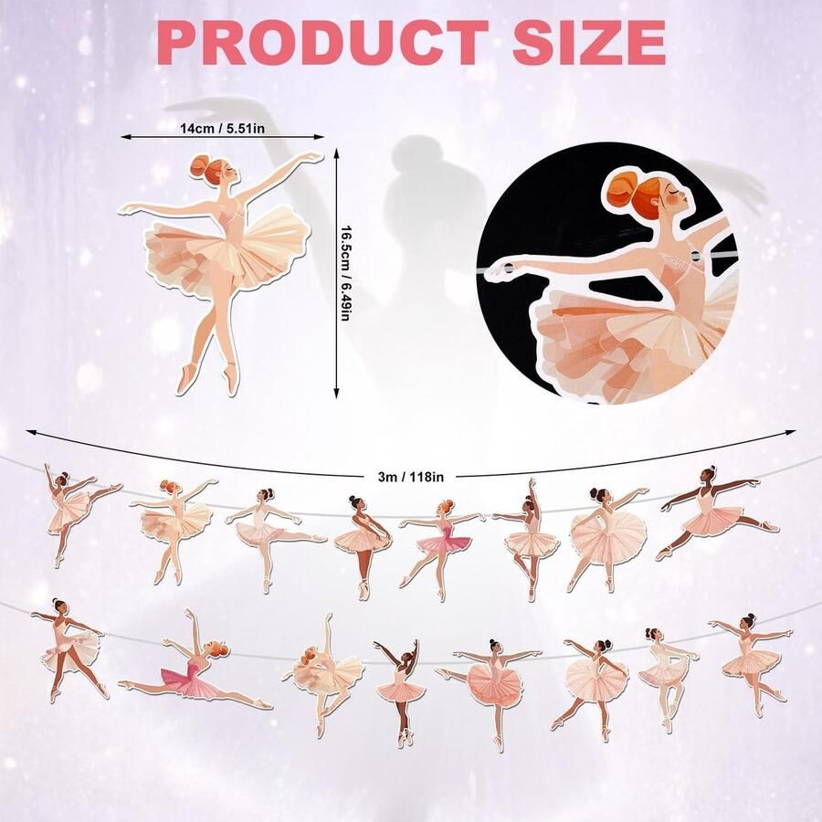 Egoods Balletdanser Banners Roze Ballerina Feestdecoraties Ballet Thema Verjaardagsdecoraties Babyshower