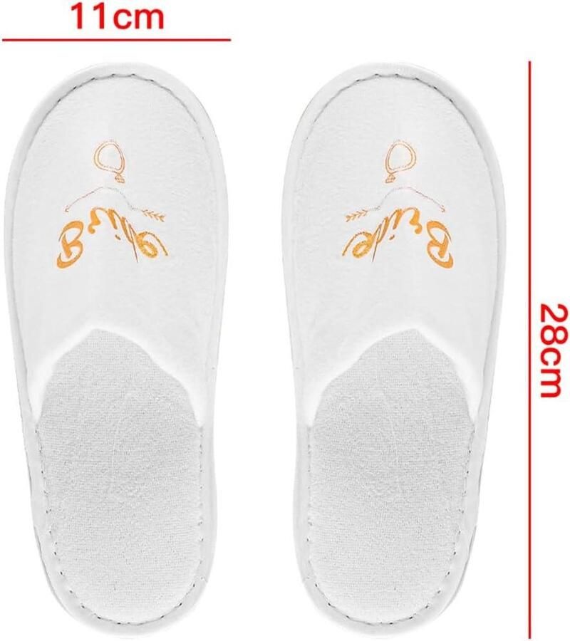 EGoods Set van 3 paar witte bruidspantoffels voor vrijgezellenfeest en bruiloft met 7 mm zolen Vrijgezellenfeest spa-pantoffels x