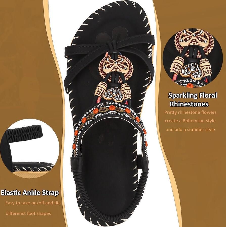 Elastic Back Strap Flat Sandals for Summer Beach