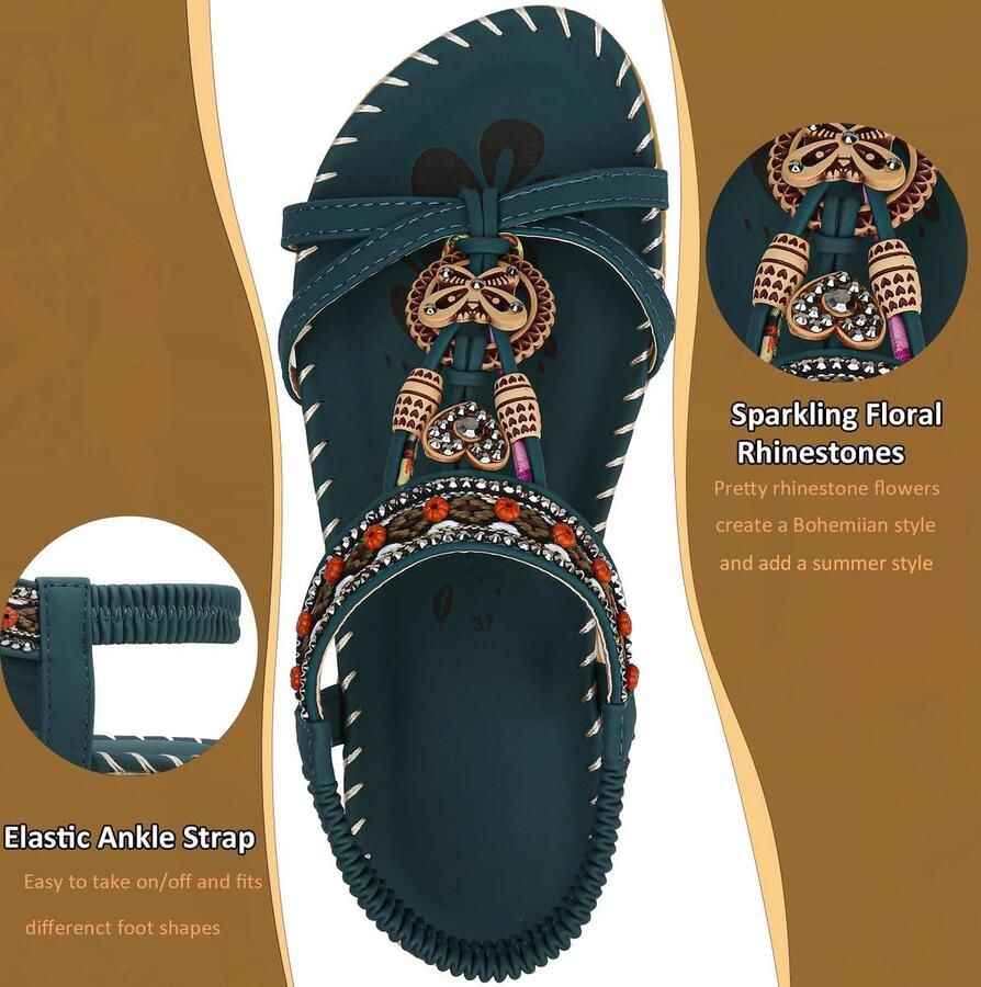 Elastic Back Strap Flat Sandals for Summer Beach