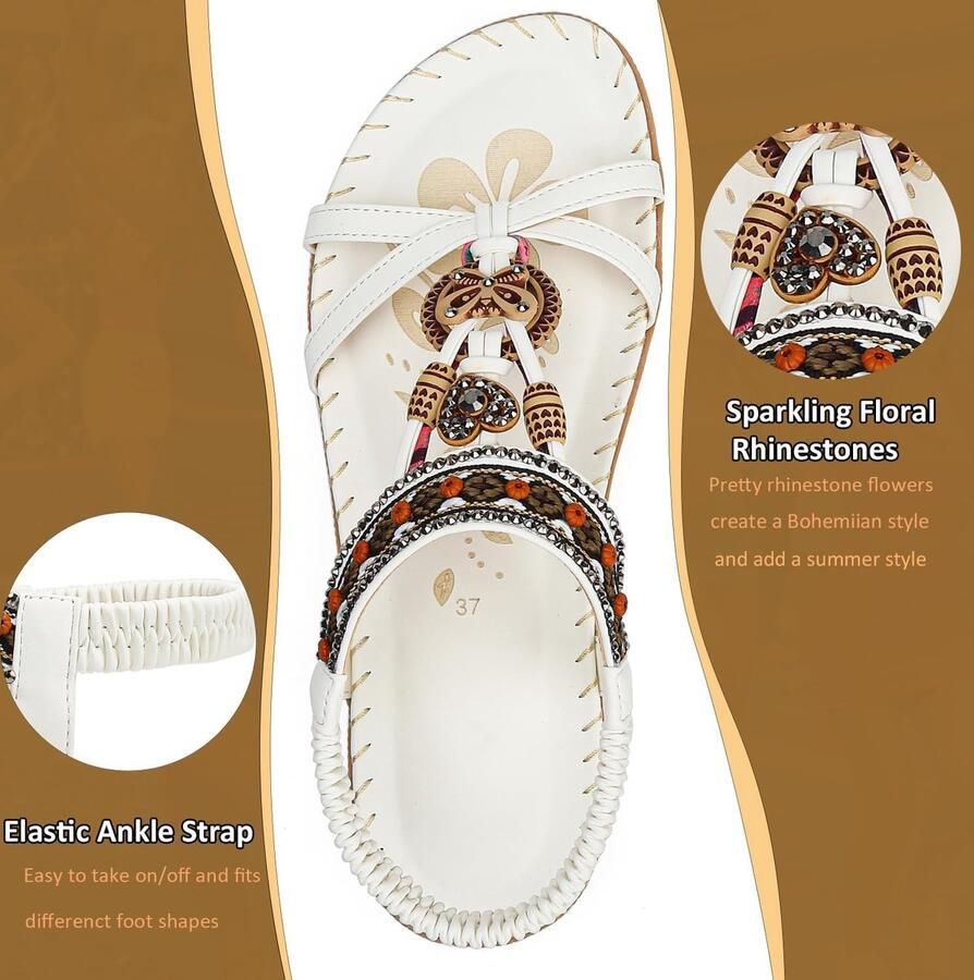 Elastic Back Strap Flat Sandals for Summer Beach
