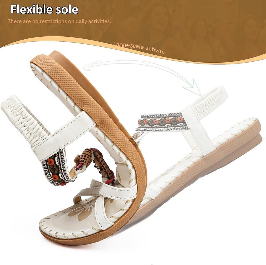 Elastic Back Strap Flat Sandals for Summer Beach