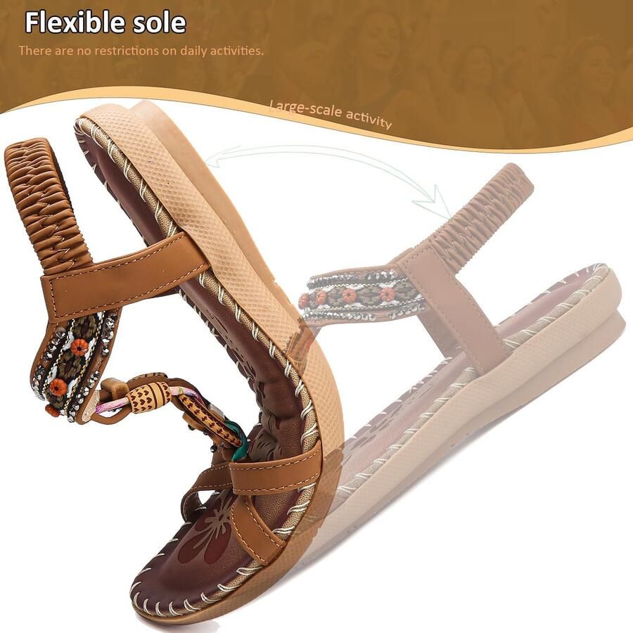 Elastic Back Strap Flat Sandals for Summer Beach