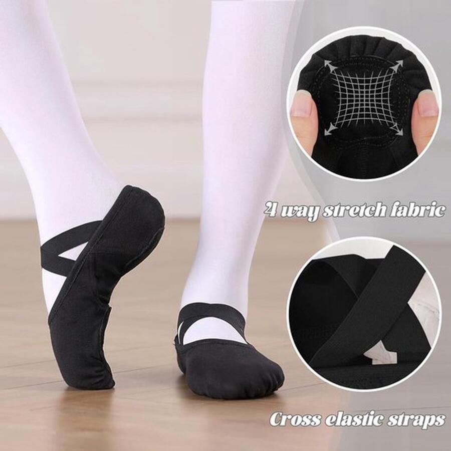 Elastische ballerina's met splitzool voor peuters kinderen en vrouwen in Zwart UK Kinderen