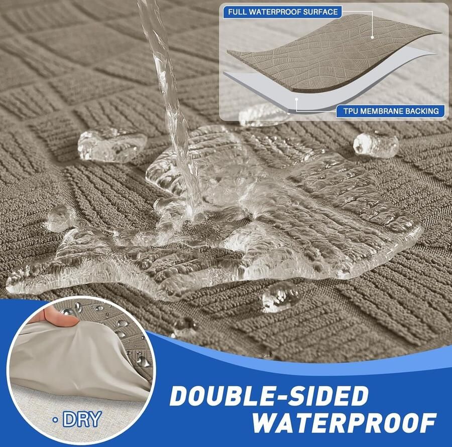 Stretch Sofa Zitkussen Hoezen Elastische Sofa Kussenhoes Hoes Voor Bankkussens Waterdichte Krasbestendig Zitkussenbescherming Sofahoezen Meubelbeschermer (2 Plaatsen Khaki)