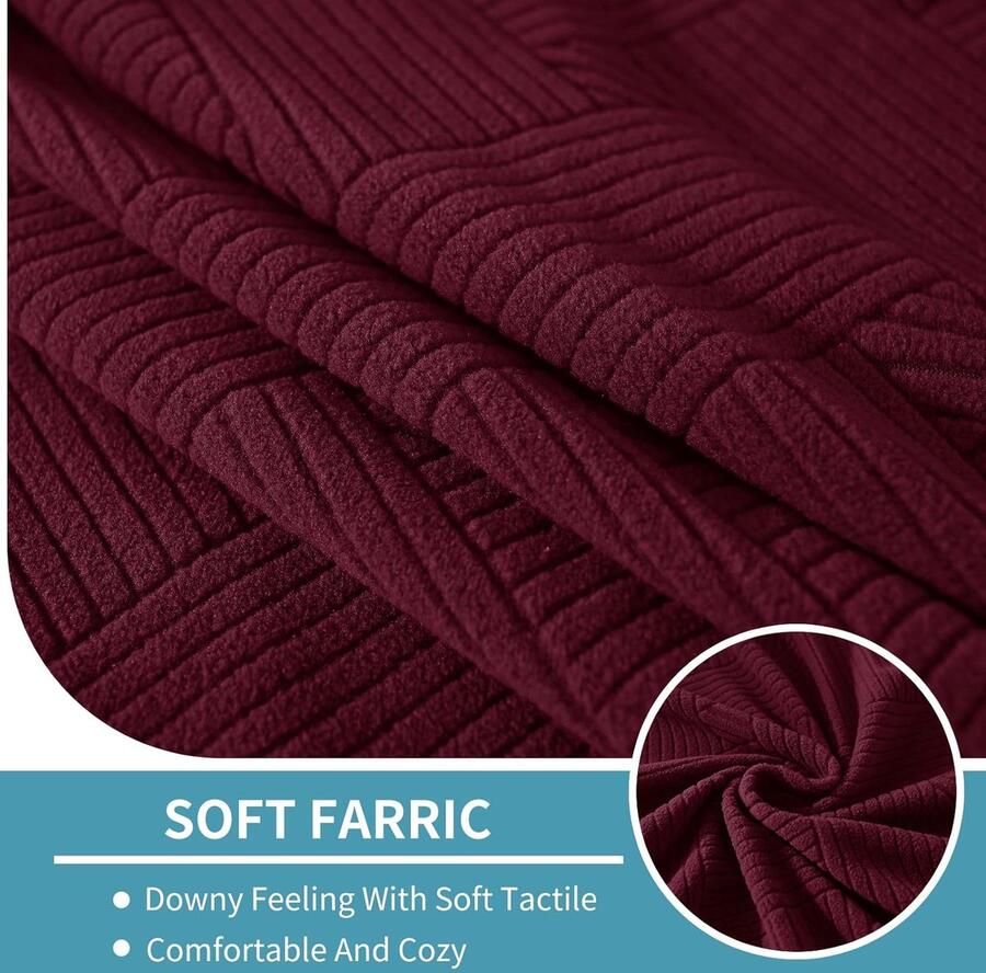Elastische bankovertrek apart verstelbaar universele meubelbescherming wasbaar antislip (1-zits x 2 + chaise longue rood)