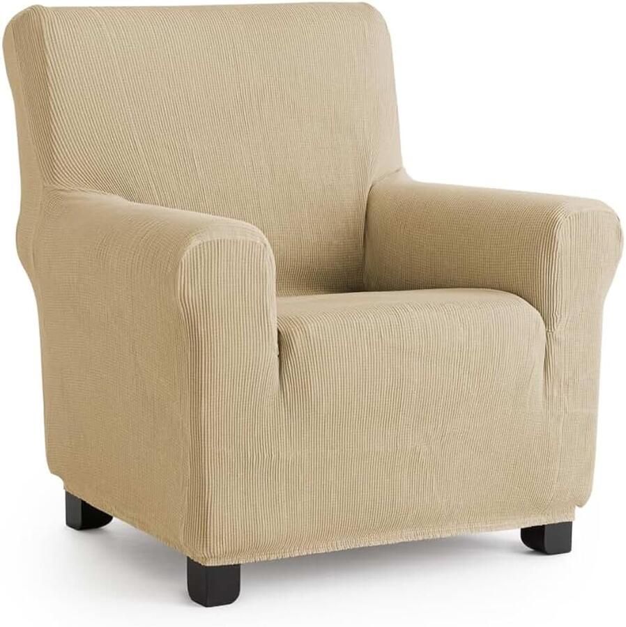 Elastische bankovertrek voor 1-zits beige extra zacht antislip en elastisch model Inca