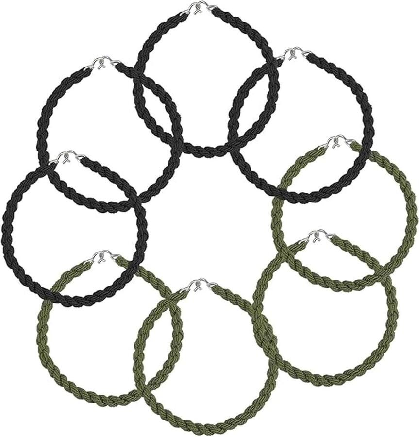Elastische Laarsbanden Broek Banden Outdoor Activiteiten Metalen Haken 8 Stuks Legergroen en Zwart
