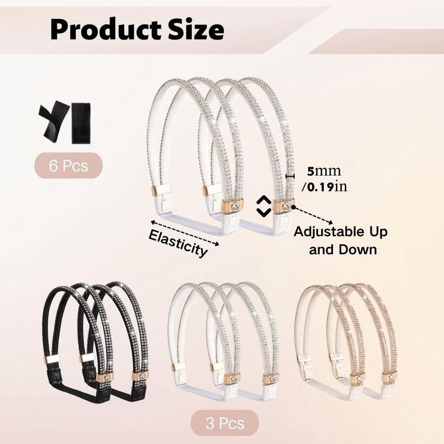 3 Paar Elastische Schoenbanden voor Hakken Verstelbare Antislip Straps met Strass Ideaal voor Sandalen en Slippers