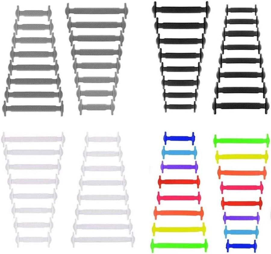 Elastische Shoelaces Veters zonder strikken Snel schoenen aantrekken Waterproof en vuilafstotend 4 paar Multicolor