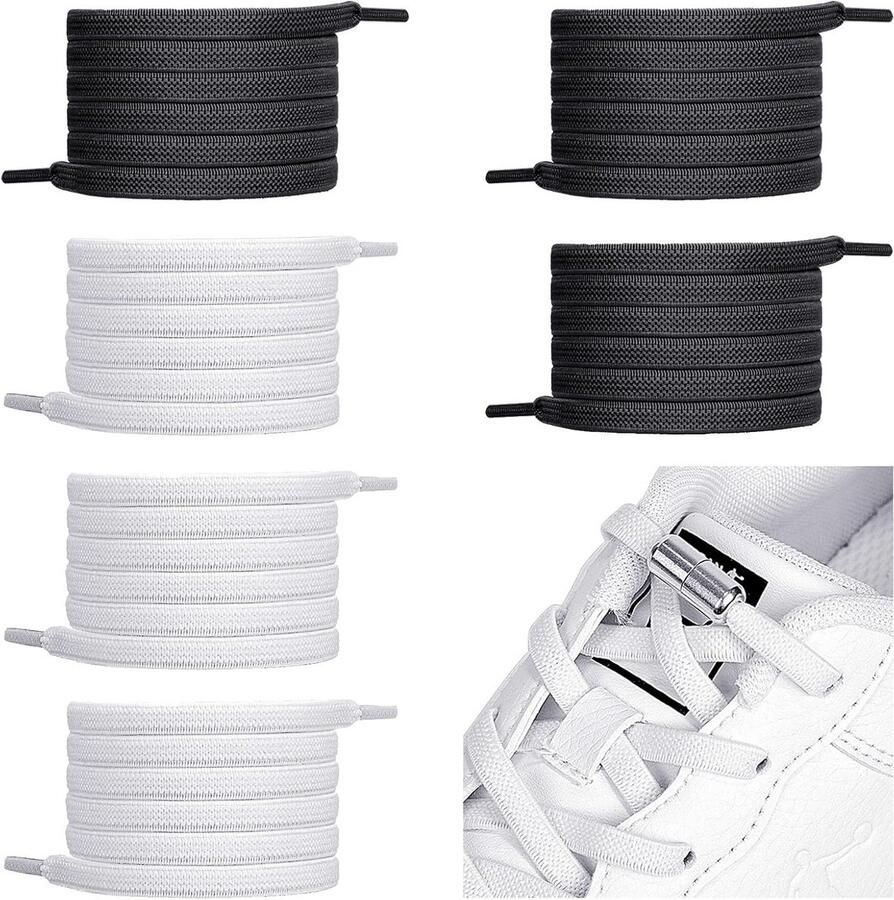 Elastische Veters met Caps Verstelbare Schoenveters Zonder Strikken voor Sneakers en Sportschoenen