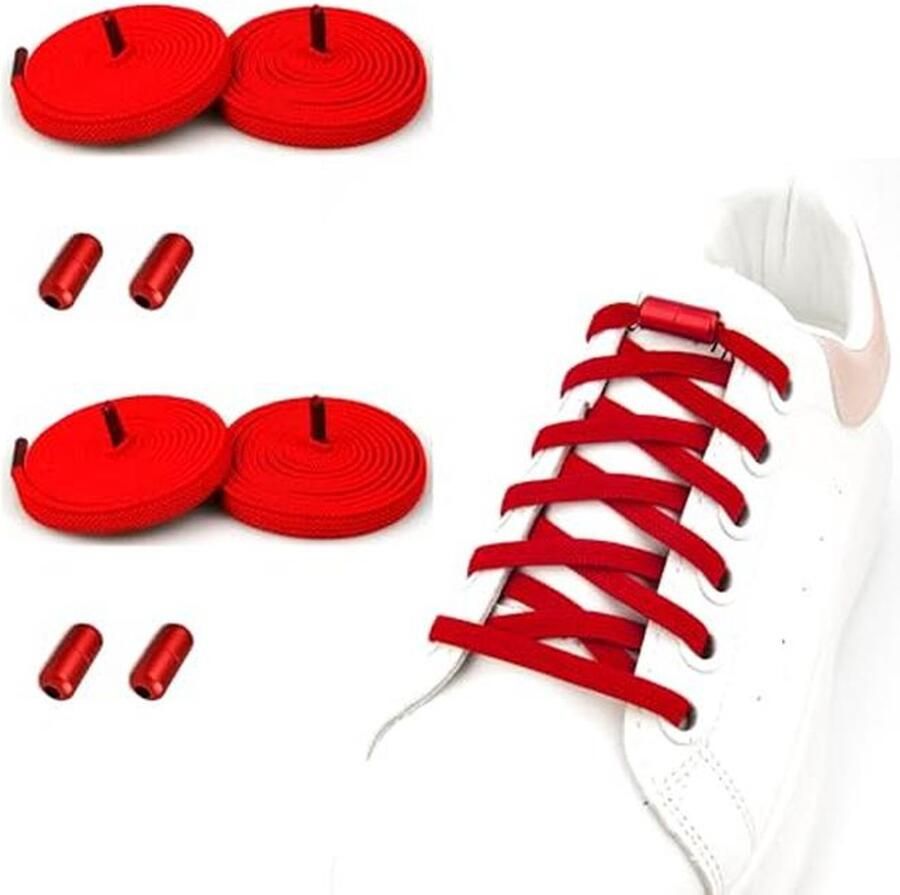 Elastische Veters met Metalen Capsules Aanpasbare No Tie Veters voor Schoenen