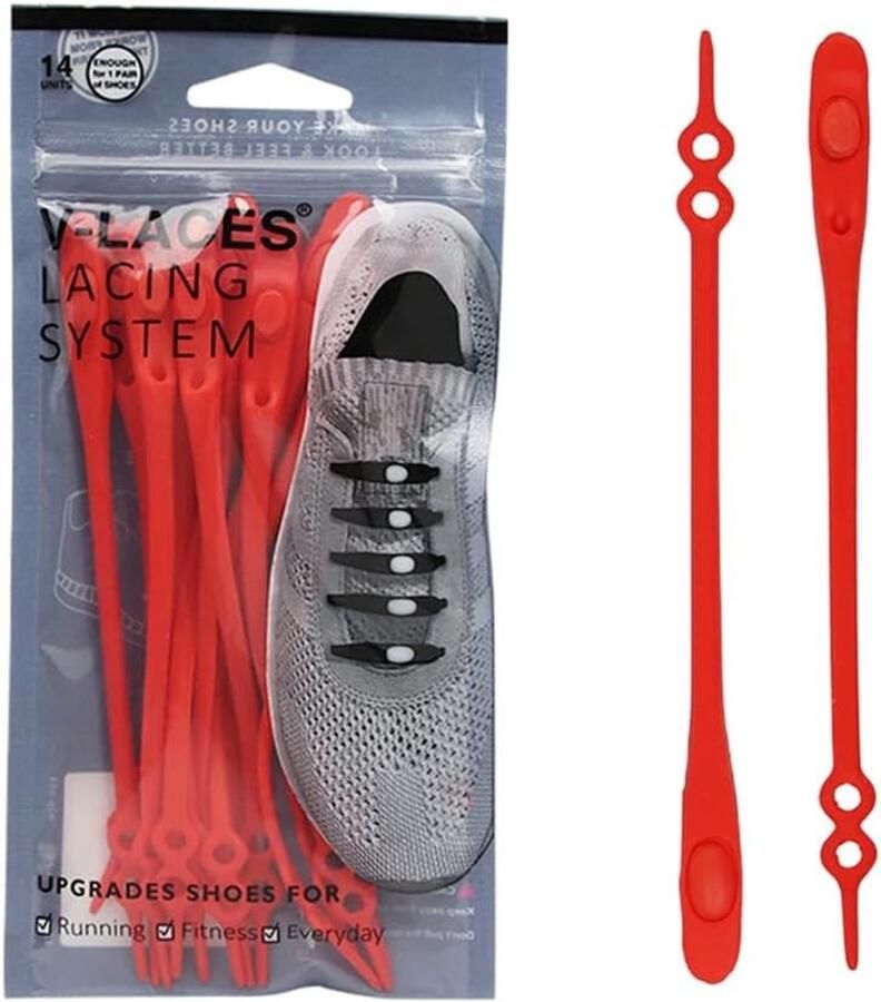 Elastische veters zonder knopen voor kinderen en volwassenen ideaal voor sneakers rood One Size makkelijk te gebruiken