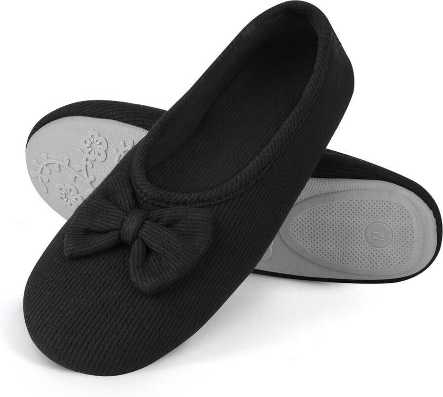 Elegante Ballerina Pantoffels voor Dames Huisschoenen met Strik en Traagschuim