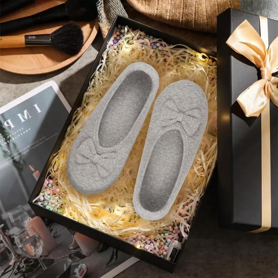 Elegante Ballerina Slippers voor Dames met Geheugenfoam en Stijlvolle Strik voor Comfort en Warmte