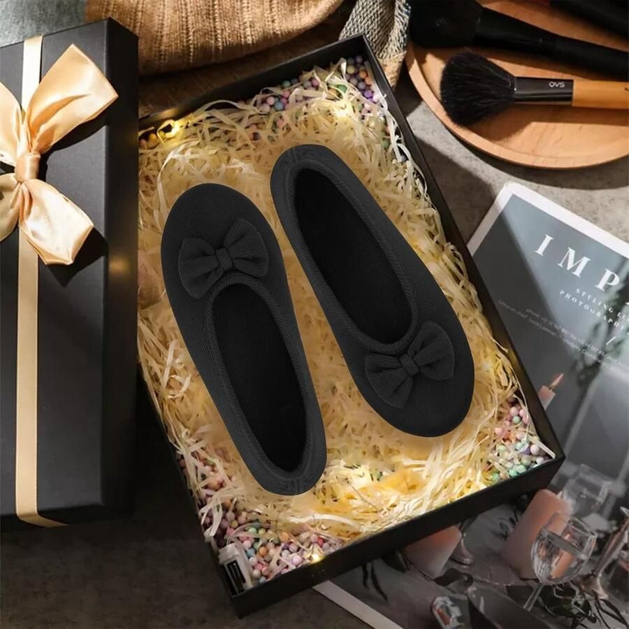 Elegante Ballerina Slippers voor Dames met Memory Foam en Stijlvolle Strik voor Comfortabele Voeten