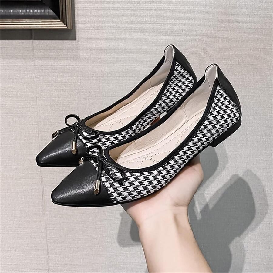 Elegante Dames Ballerina Flats met Strik Puntige Neus en Comfortabele Pasvorm Zwart EU Perfect voor Feestjes en Dagelijks Gebruik