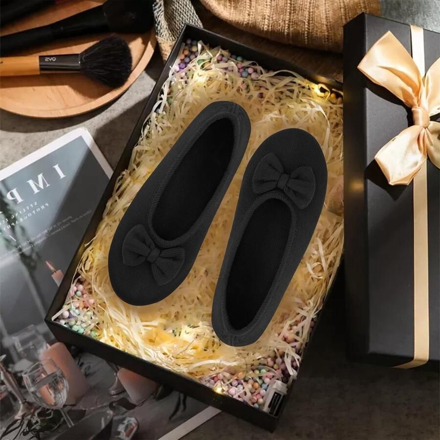 Elegante Dames Ballerina Slippers met Memory Foam en Strik Comfortabele Huisschoenen voor Elke Gelegenheid