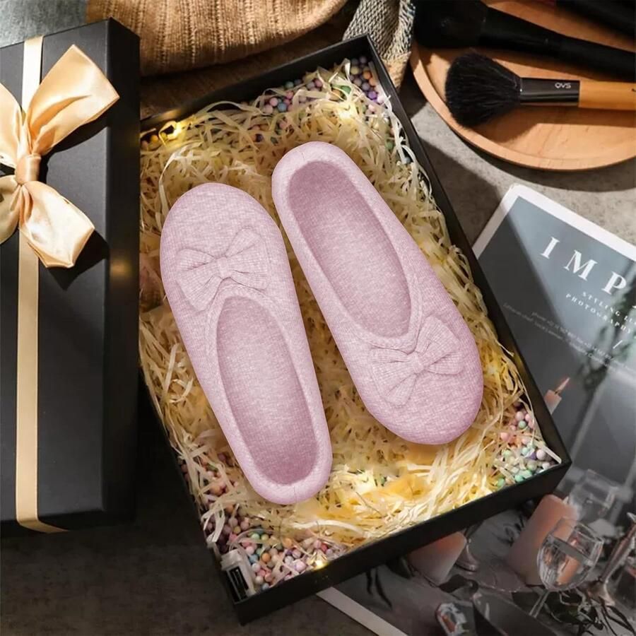 Elegante Dames Ballerina Slippers met Memory Foam en Strik voor Comfort en Stijl