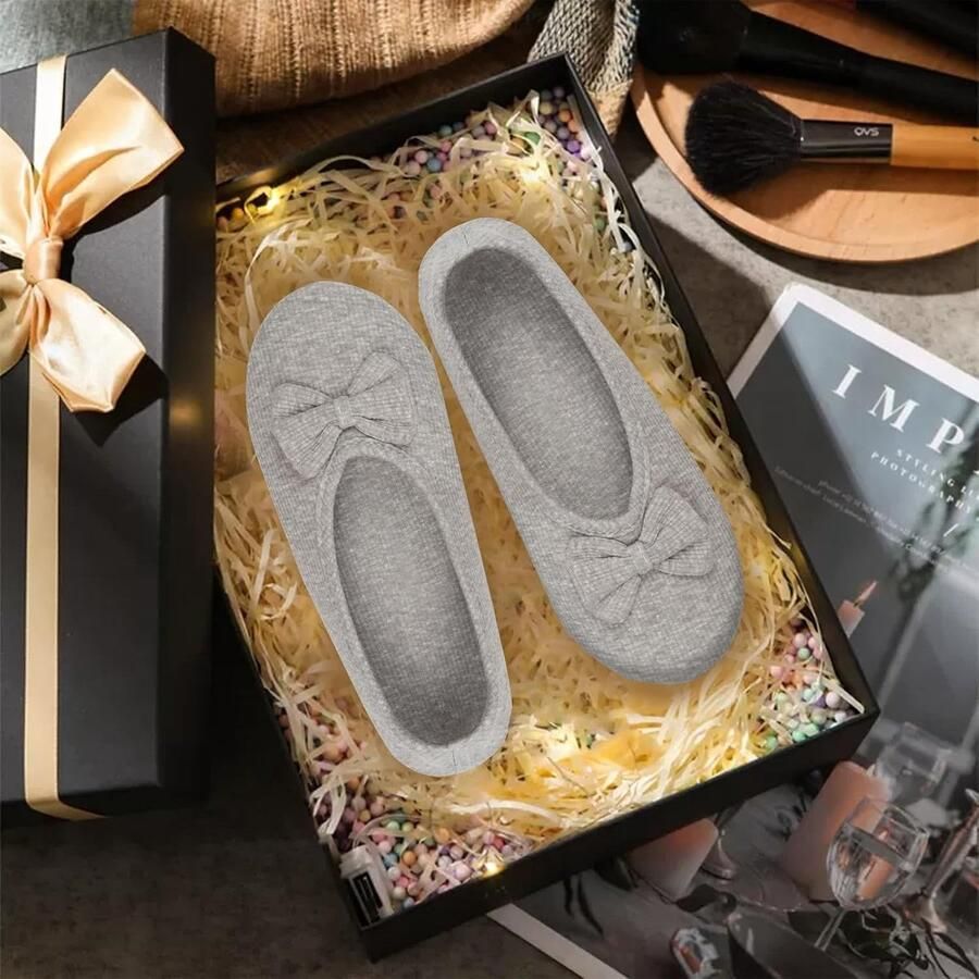 Elegante Dames Ballerina Slippers met Strik en Geheugenfoam voor Comfort en Stijl