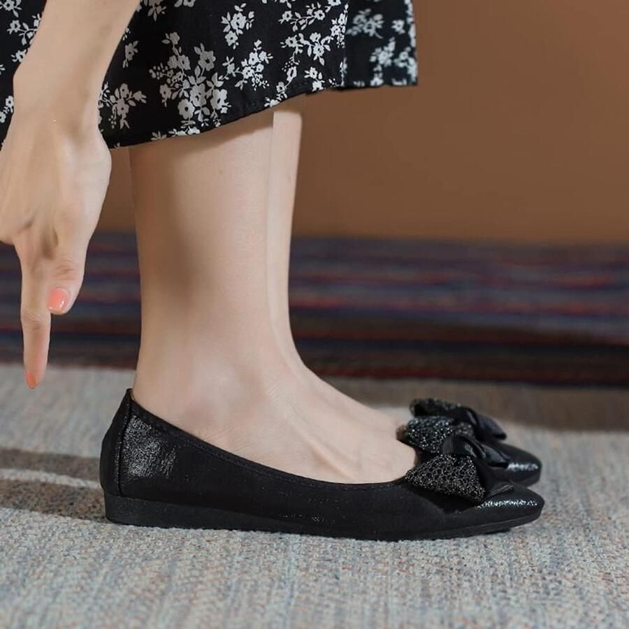 Elegante Dames Ballerina's met Strass Comfortabele Casual Puntige Neus Schoenen voor Bruiloft en Feestjes