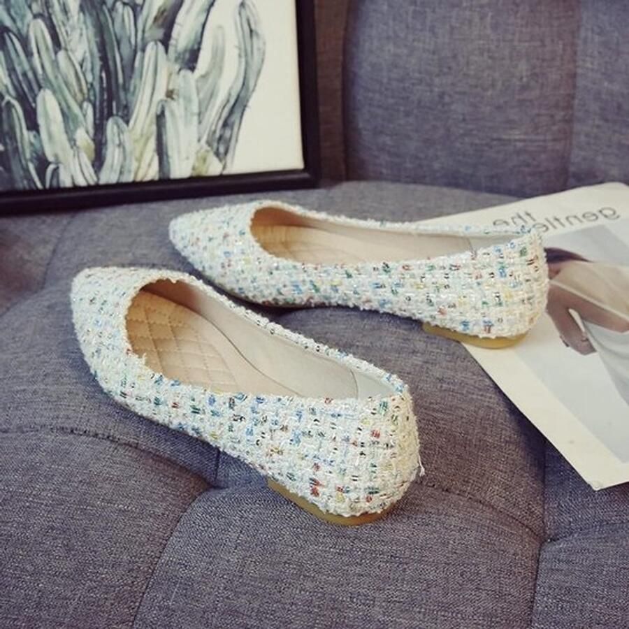 Elegante dames ballerina's slip-on schoenen voor feestelijke gelegenheden wit
