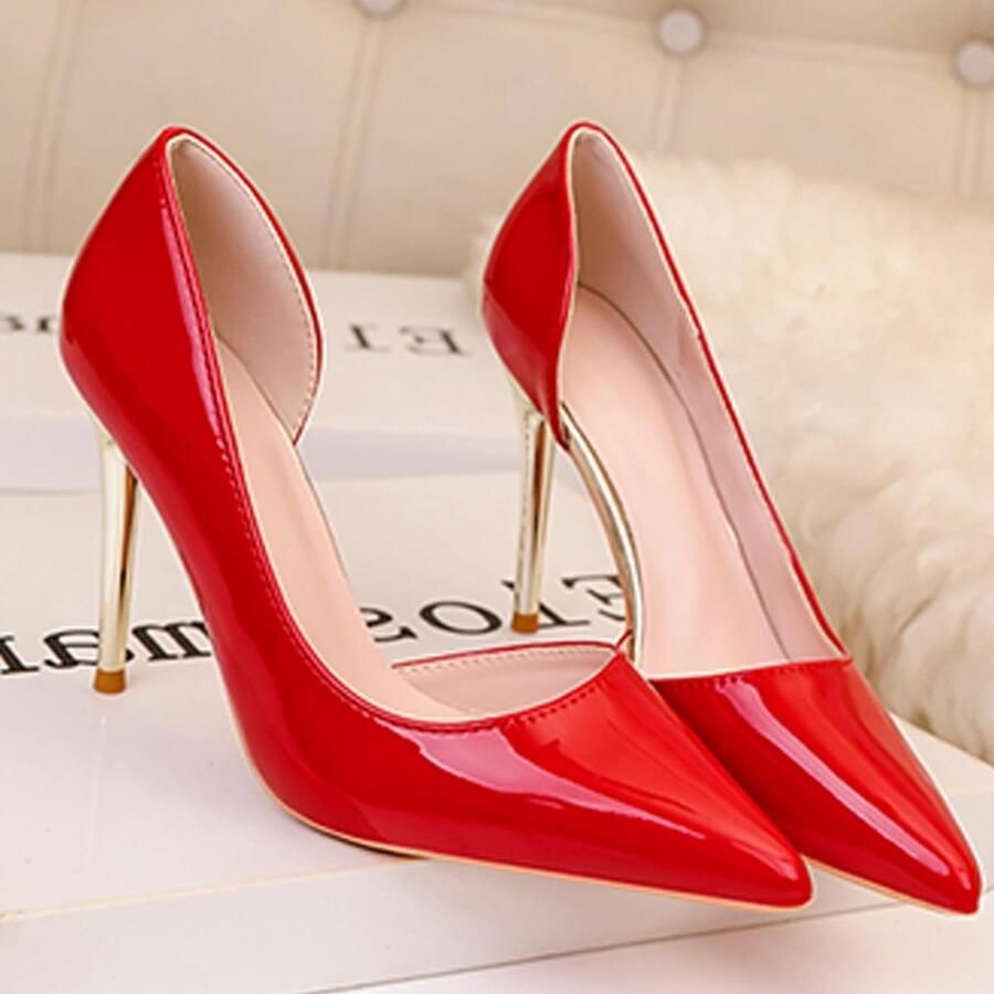 Elegante Hakken met Stiletto Hak Patente Leren Pumps met Puntige Neus voor Kantoor Bruiloft en Feestjes Slip-on Antislip Zool Waterdicht