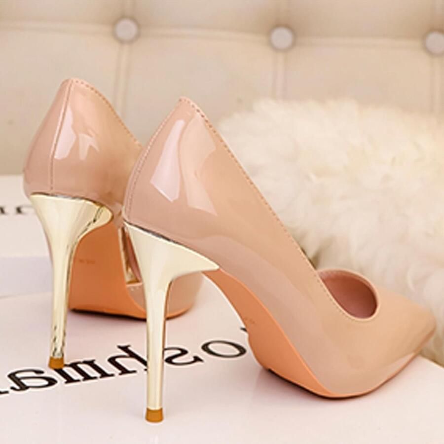 Elegante Hoge Hakken met Stiletto Hak Patent Leren Pumps met Puntige Neus voor Kantoor Bruiloft en Feestjes (Slip-on Antislip Zool Waterdicht)