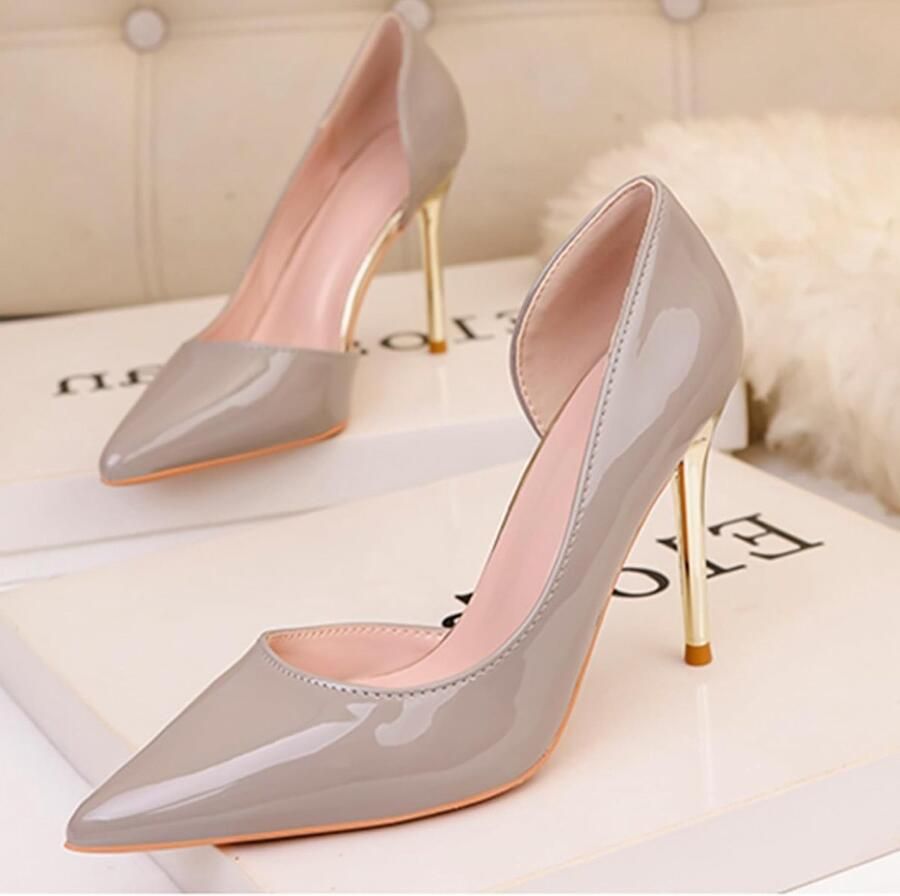 Elegante Hakken met Stiletto Hak Patenten Leren Pumps met Puntige Neus voor Kantoor Bruiloft en Feestjes (Slip-on Antislip Zool Waterdicht)