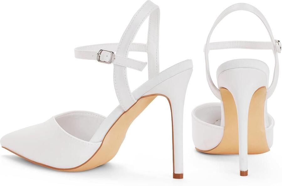 Elegante hoge hakken met puntige teen en stiletto van sexy damesschoenen met enkelriem voor de avond