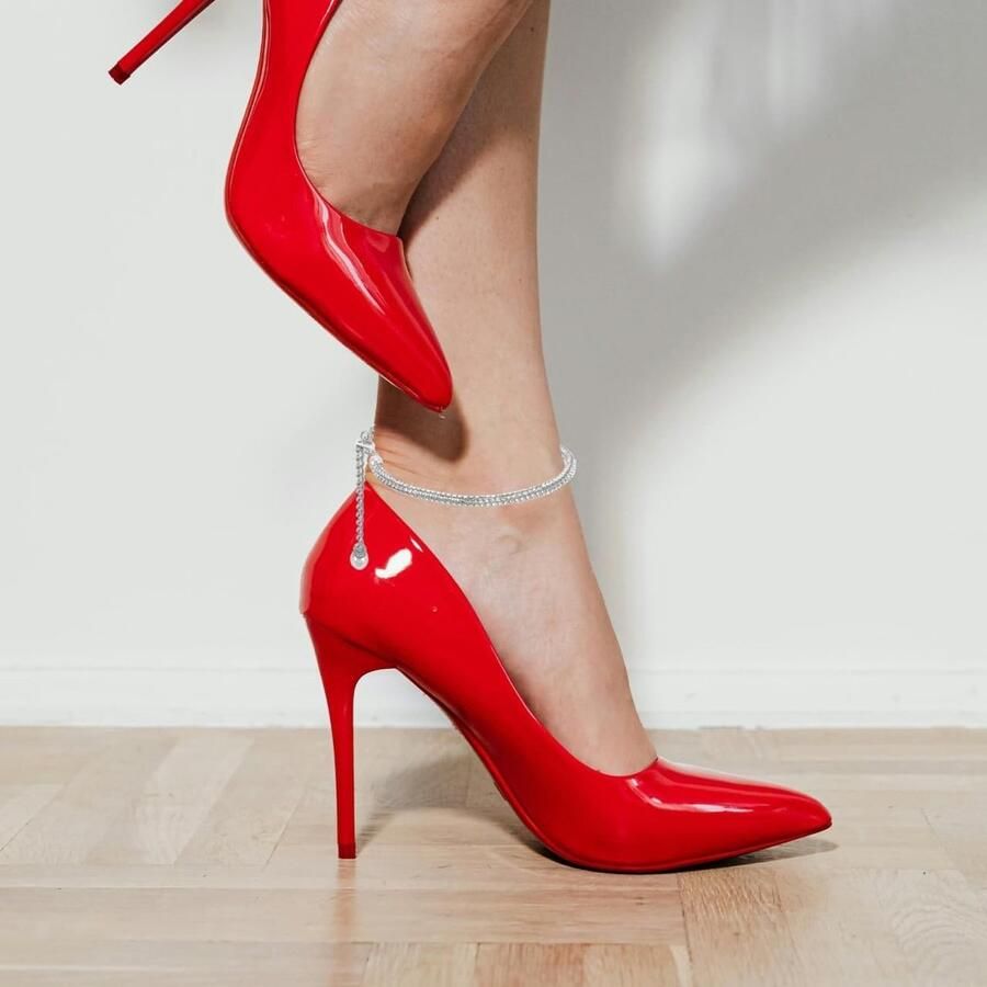 Elegante Hoge Hakken met Rhinestone Laarzen Verstelbare Schoenbanden voor Dames Interchangeable Straps voor Pumps Zilver 29.50X1.00X