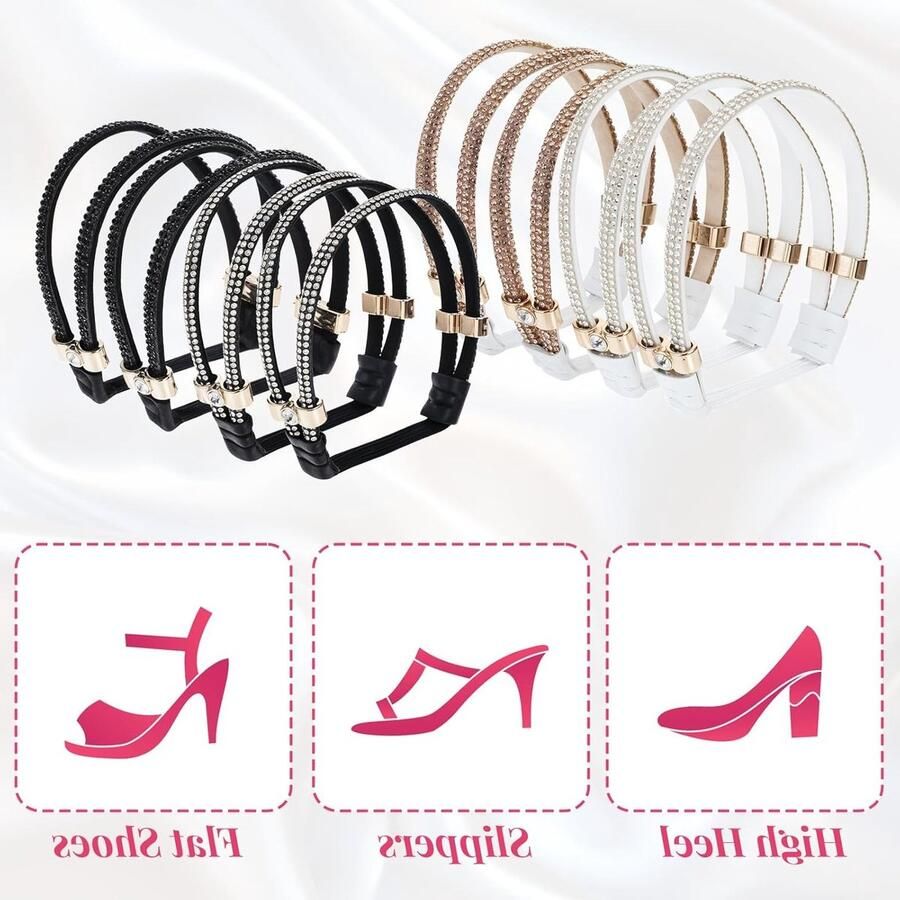 Elegante Hoge Hakken Schoenbanden met Strass Verwijderbare Elastische Glanzende Laarzen Lussen voor Dames en Meisjes Anti-Los Schoenbanden voor Sandalen en Slippers