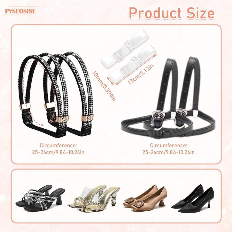 Elegante Hoge Hakken Schoenriemen 8 Paar Verstelbare Heels Straps met Transparante Elastische Band voor Pumps en Sandalen