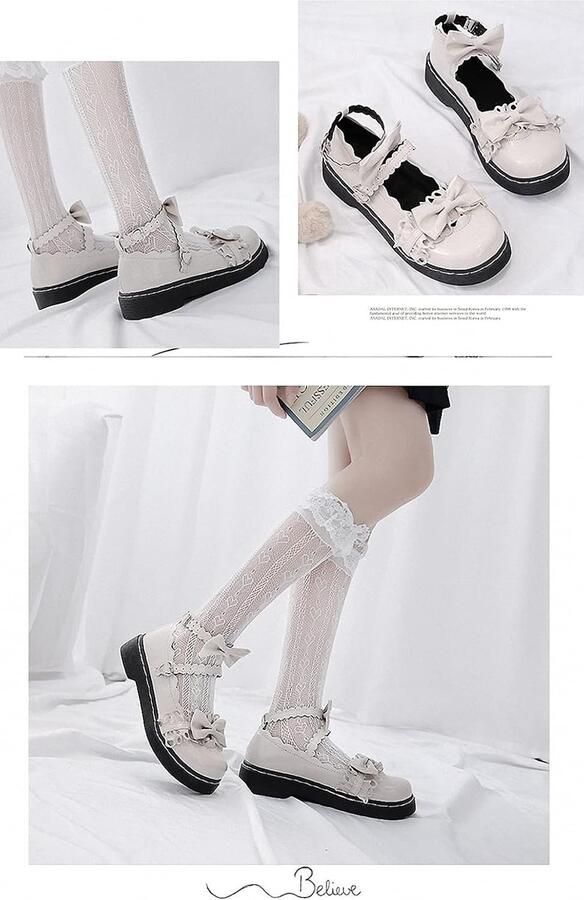 Elegante Mary Jane Laarzen voor Dames met Strik en Kawaii Stijl Cosplay Pumps met Blokhak en Kruisbanden