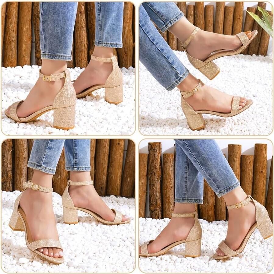 Elegante open teen sandalen voor vrouwen met mid dikke hak riem en suède voor bruiloften en feesten