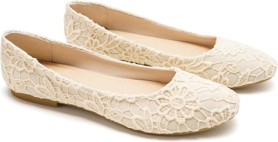 Elegante Platte Ballerina's voor Dames met Bloemige Kant Comfortabele Flats